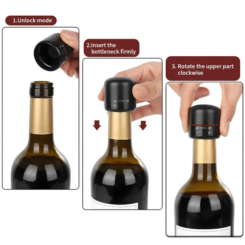 In Stock Hot Selling Custom Logo Reusable Mini Vacuum Wine Bottle Stopper