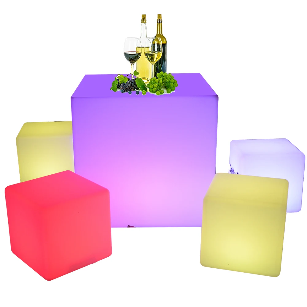 
garden patio nightclub led lights light up luminous LED CUBE chair seat for outdoor event party wedding 