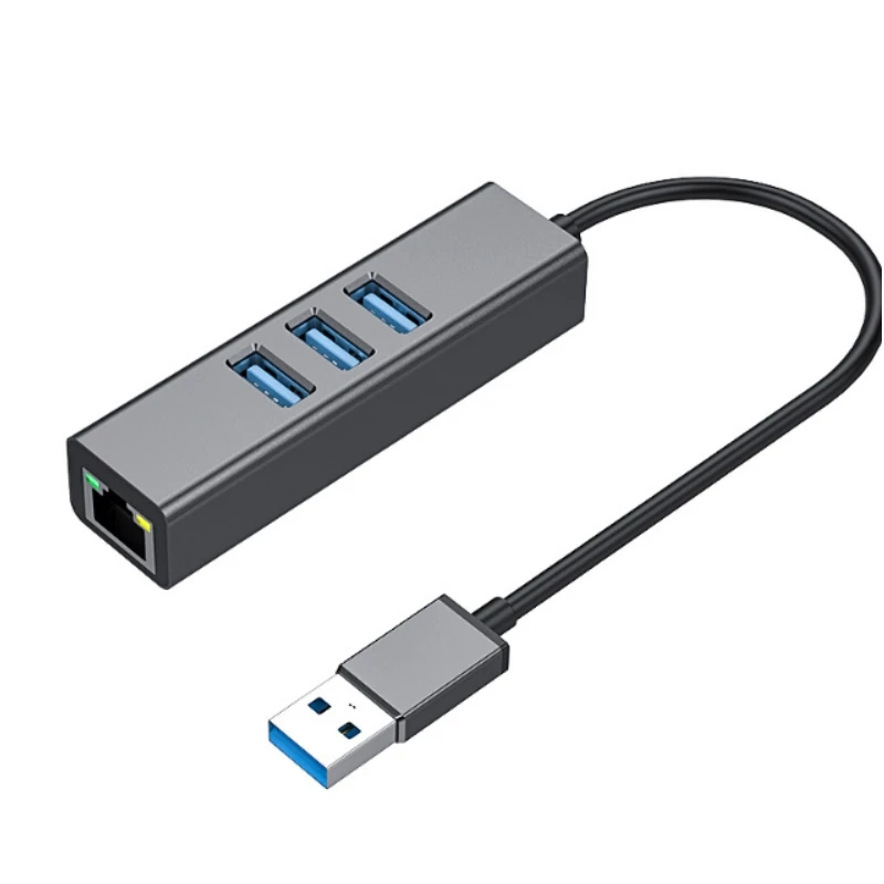 USB 3.0 Hub Ethernet OEM Portable 4 in 1 Multiport Hub Gigabit RJ45 Ethernet USB 3.0 Ports for Window s Linu x Mac OS and More