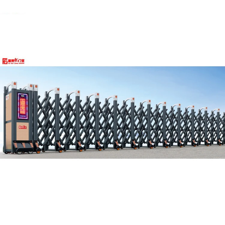 Customized aluminum retractable gate aluminum electric operated retractable gate automatic telescopic door with LED screen