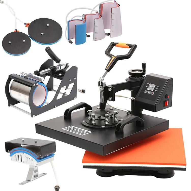 Double Display Advanced New 8 In 1 Combo Heat Transfer Machine Sublimation Heat Press Machine For Mug/Hat/Tshirt/Slate Rock/MDF
