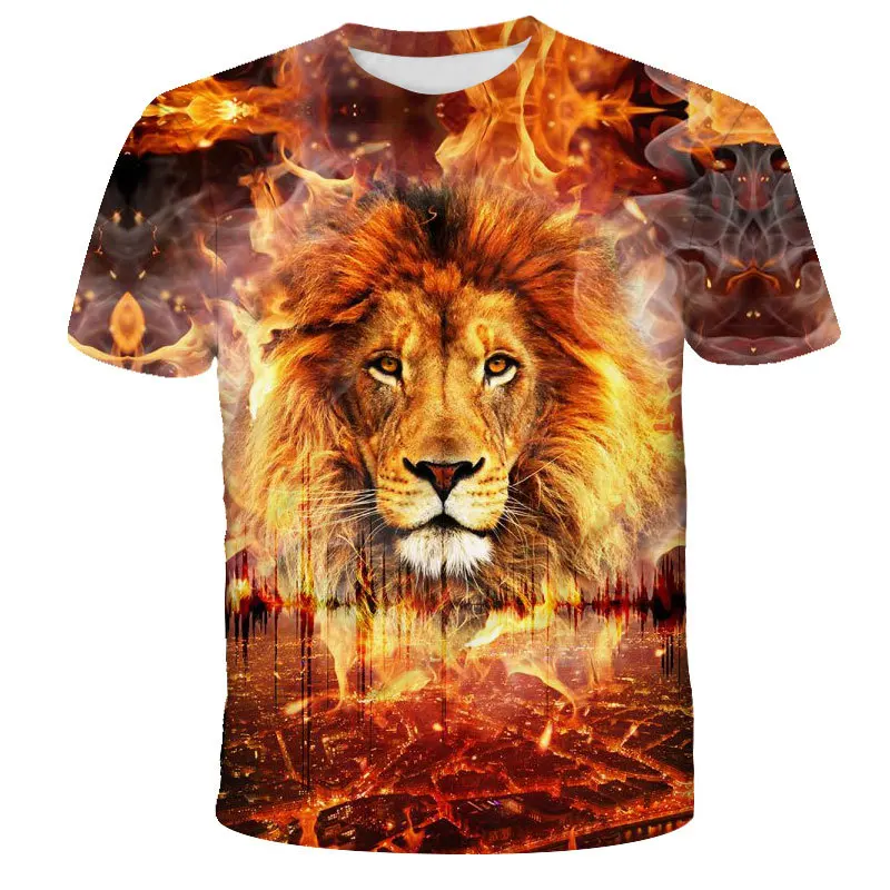 deep   men    plus size handsome  tiger lion    3d print t shirt  man  kid  animal  short sleeve 3D  t  shirts