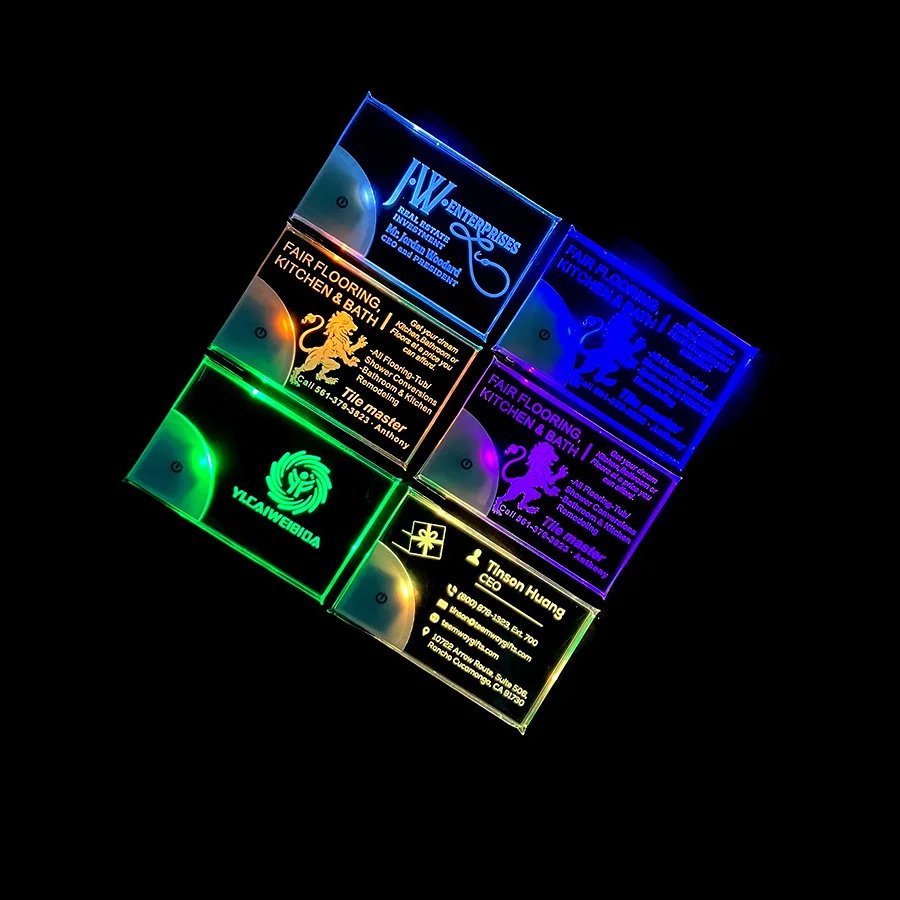NEW 2024 Luxury LED Acrylic Business Card Custom Business Cards Design Printing Laser Engrave Unique Light up Business Card