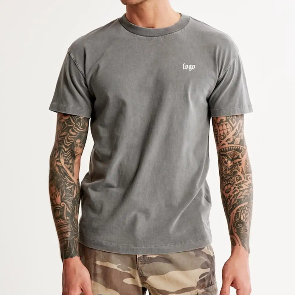 Custom Running Men Sports Wear Cotton Acid 230g Washed Oversized Fitness Training Gym T Shirts For