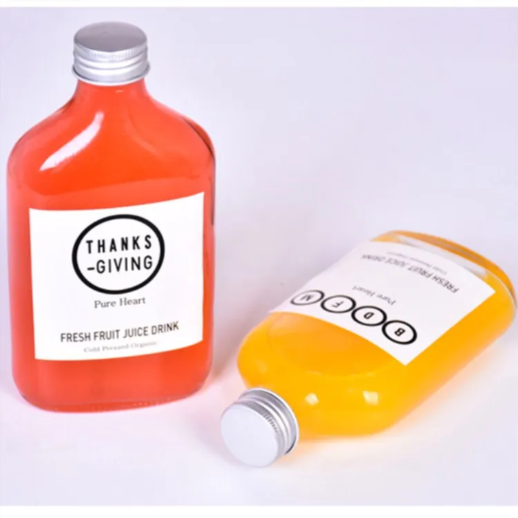 Factory Price Flask Bottle 100ml 200ml 350ml Clear Wine Beverage Cold Brew Coffee Juice Flat Glass Bottle for Liquor Tea Milk