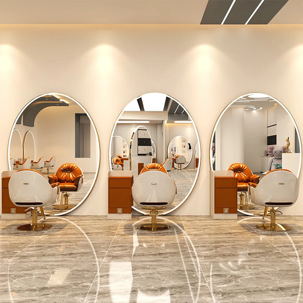 Modern large full length mirror barber furniture stations hair salon led mirror for beauty salon