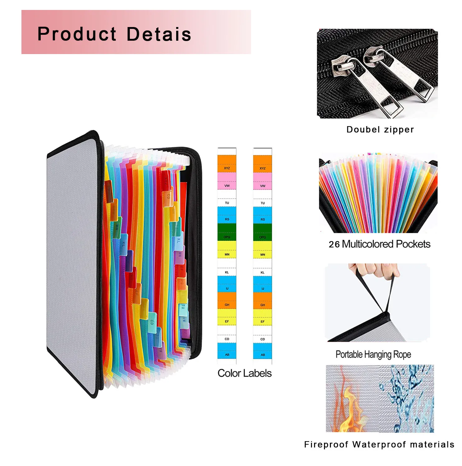 Accordion File Organizer Index Binder Document Folder For Business Office Study Expanding Files Folder 13 Pockets