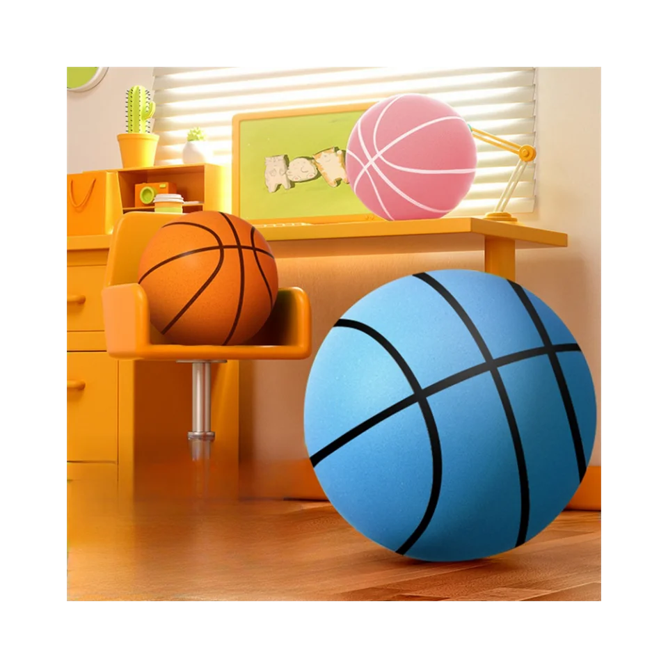 Indoor Low Noise Silent Basketball Toss Stress Elastic Ball Kids Soft Pu Foam Pat Balls Silent Kids Toys Ball Small Basketball