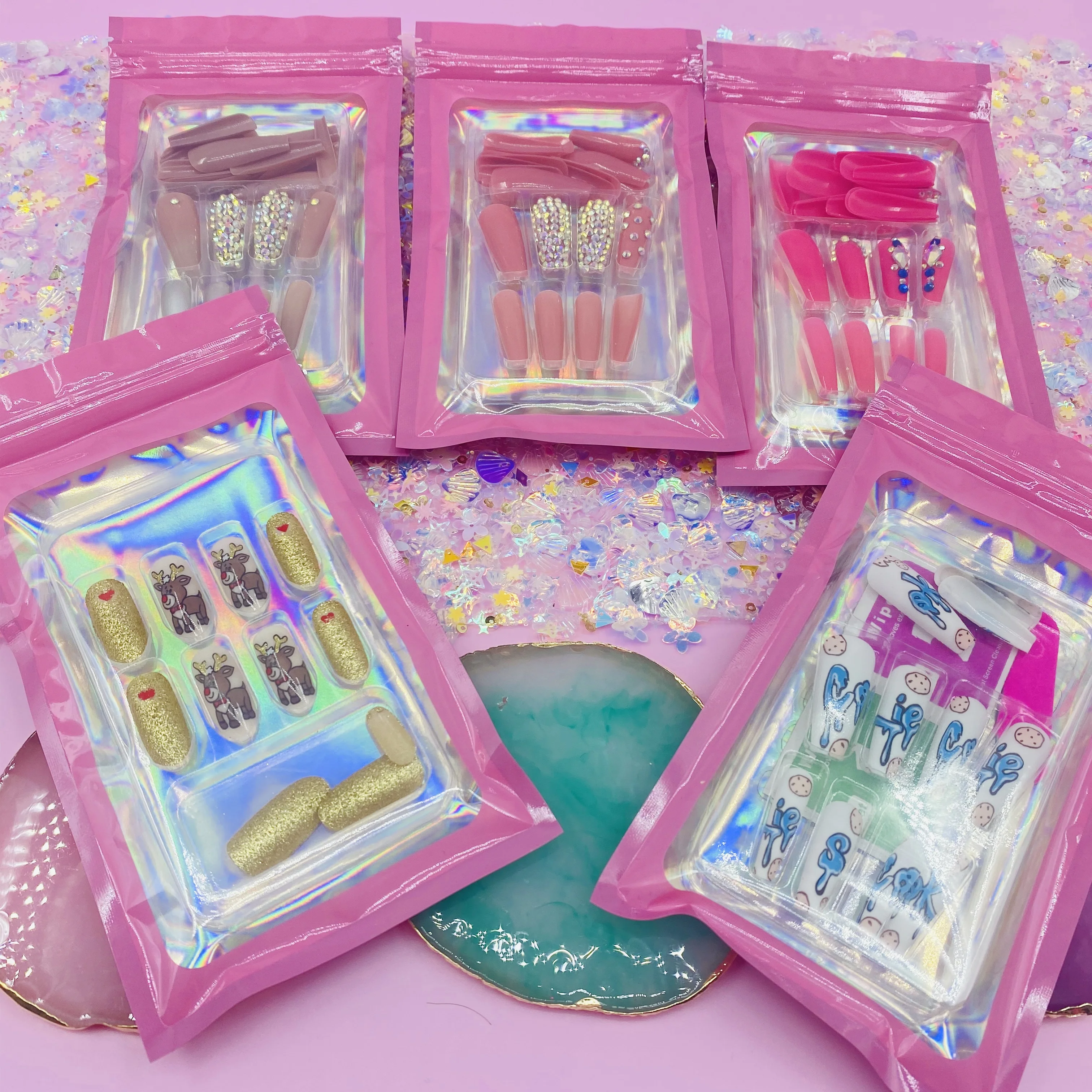 Drop shipping  Uv  falsenails Pre-Glue False Nails art Custom  Nails Wholesale artificial fingernails false fakenails fake nails