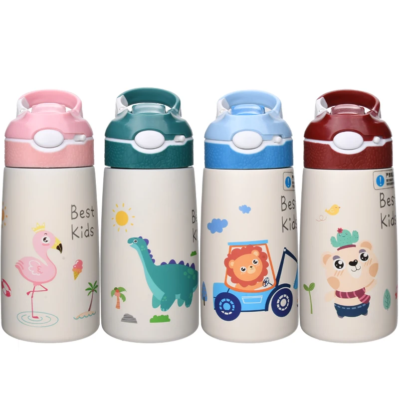 Aohea Custom Kid School thermos square Water Bottle 304 stainless steel aluminum Water Bottle with straw