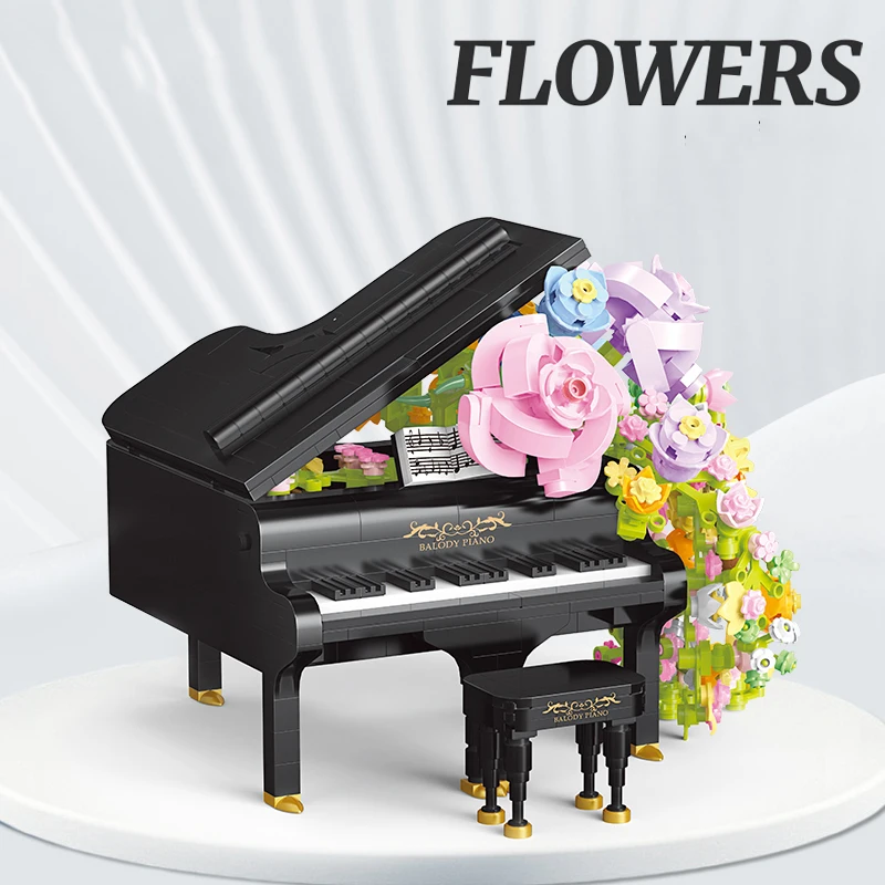 21194 Building Block Musical Instruments Series Piano With Flowers Mini Bricks MOC Construction Toy For Kids Christmas Gifts