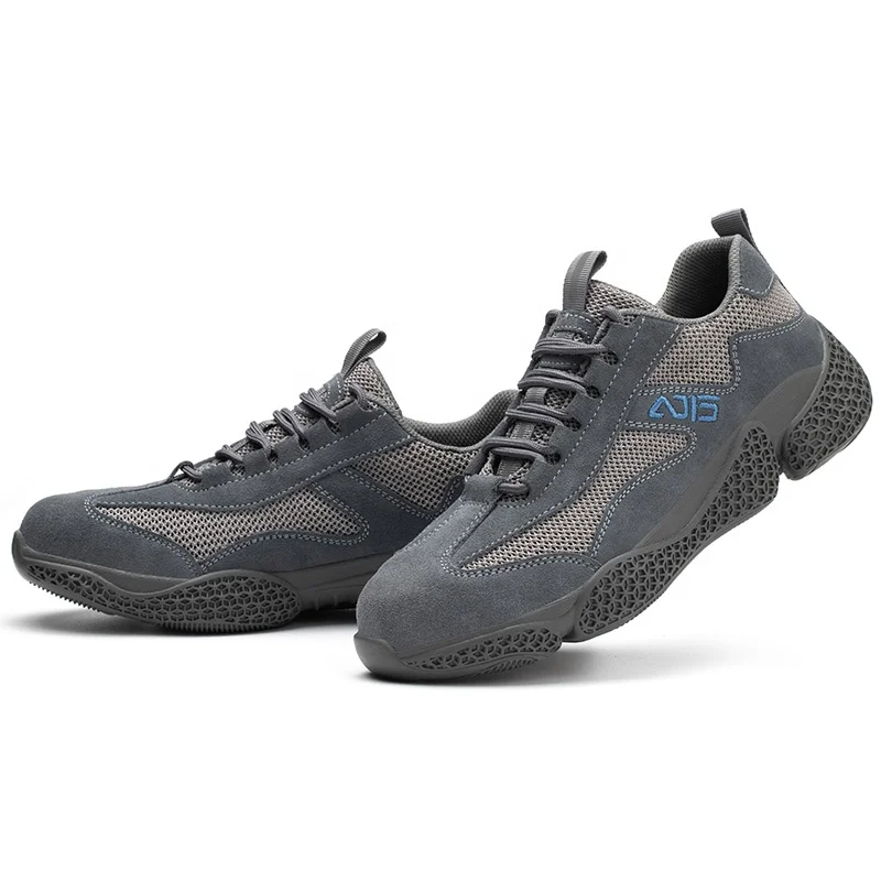 Brown Black Suede Protective Shoes with Breathable Mesh Puncture-Proof Safety Toe composite toe safety shoes for men lightweight