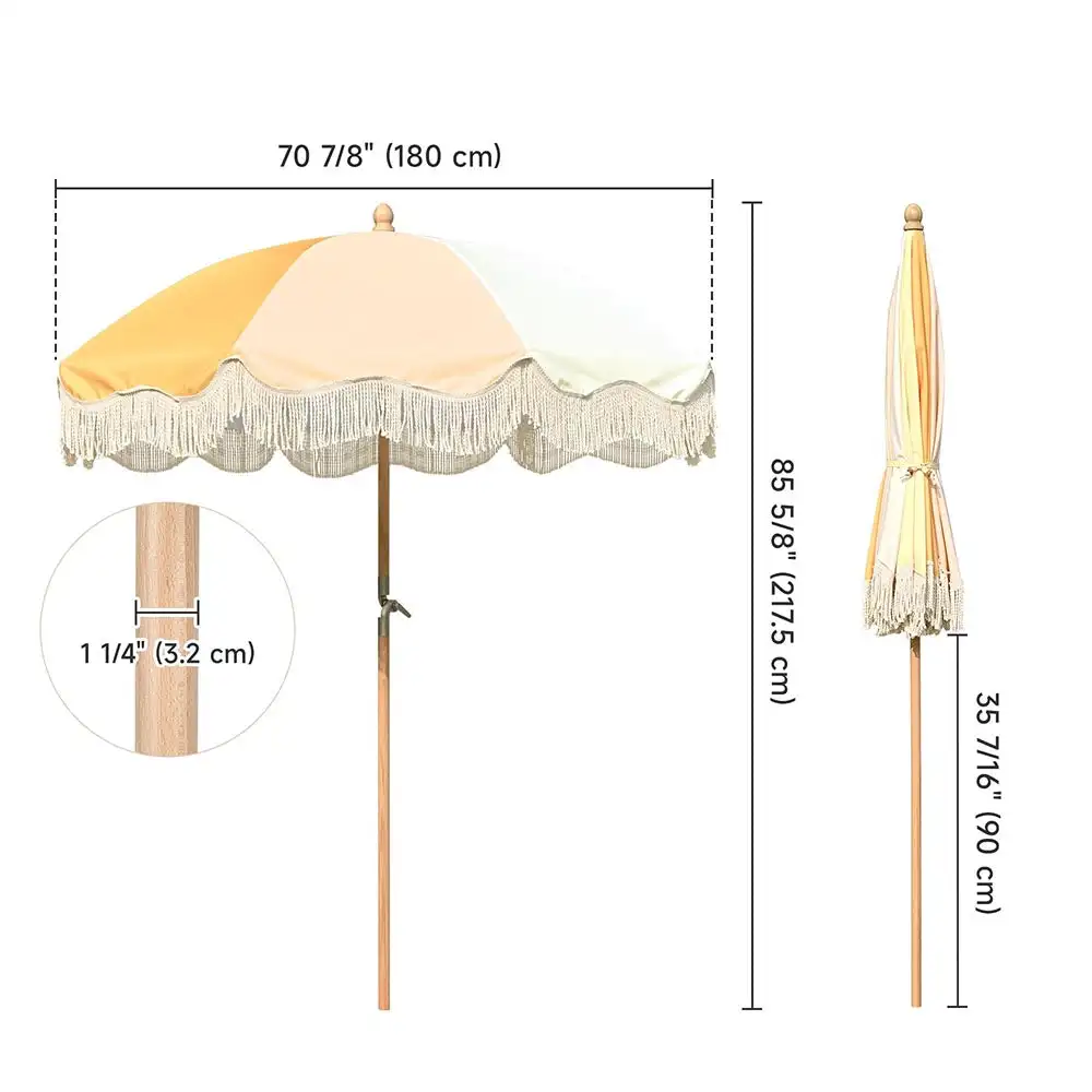 Custom Outdoor Large Pool Patio Fringe Sun Shade Parasols White Vintage Boho Style Market Beach Garden umbrellas With Tassels