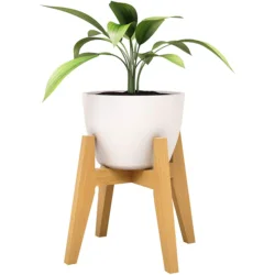 Adjustable X Shape Adjustable Eco-friendly Modern Bamboo Barrel Wooden Plant Holder Flower Pot Stand