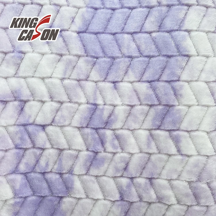 KINGCASON 2022 New Design Tie Dye One Side Brush Checkerboard Grid Jacquard Flannel Fleece Fabric For Home Textiles Decorations