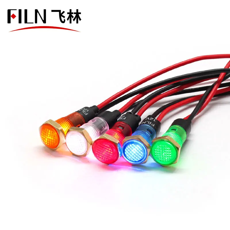 FILN Plastic 8mm Dia Red 110 volt led indicator light buzzer For Sale With 20cm Cable
