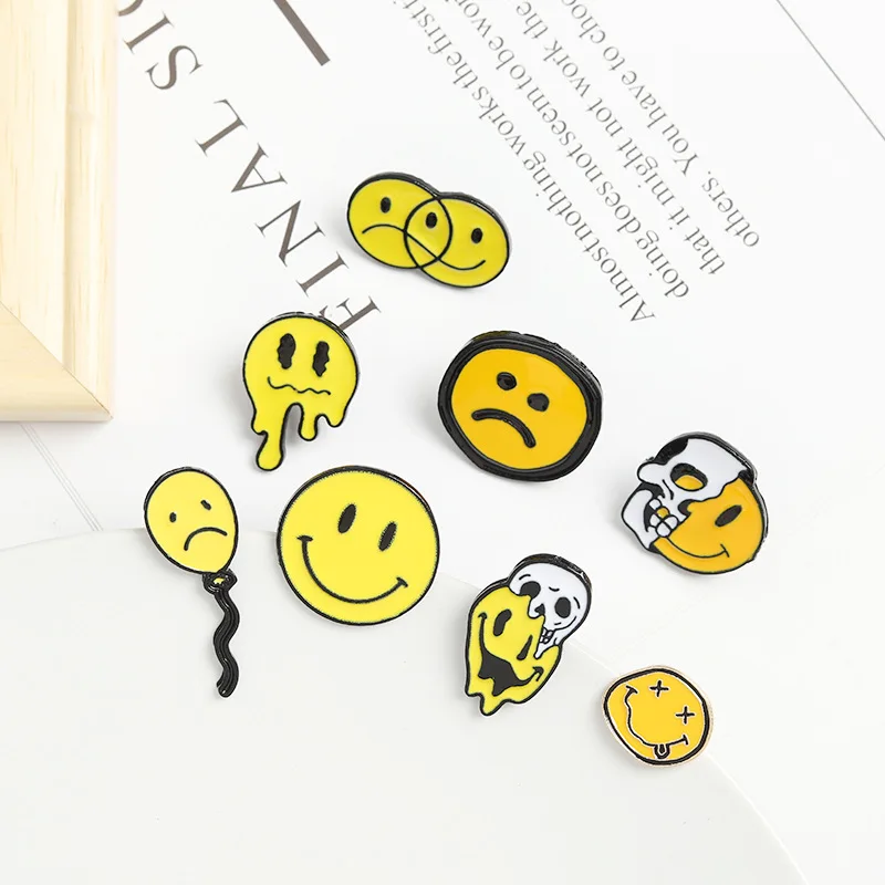 Cartoon smiley series brooch Personality bone naughty shape brooch badge mini smiley smile face brooch broach