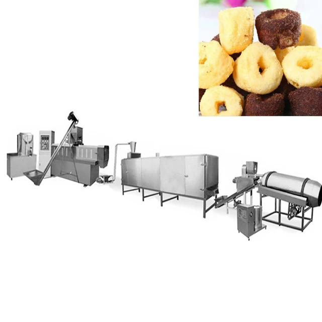 fully automatic commercial puffed corn snacks making machine plant corn puff food production line make extruder machinery