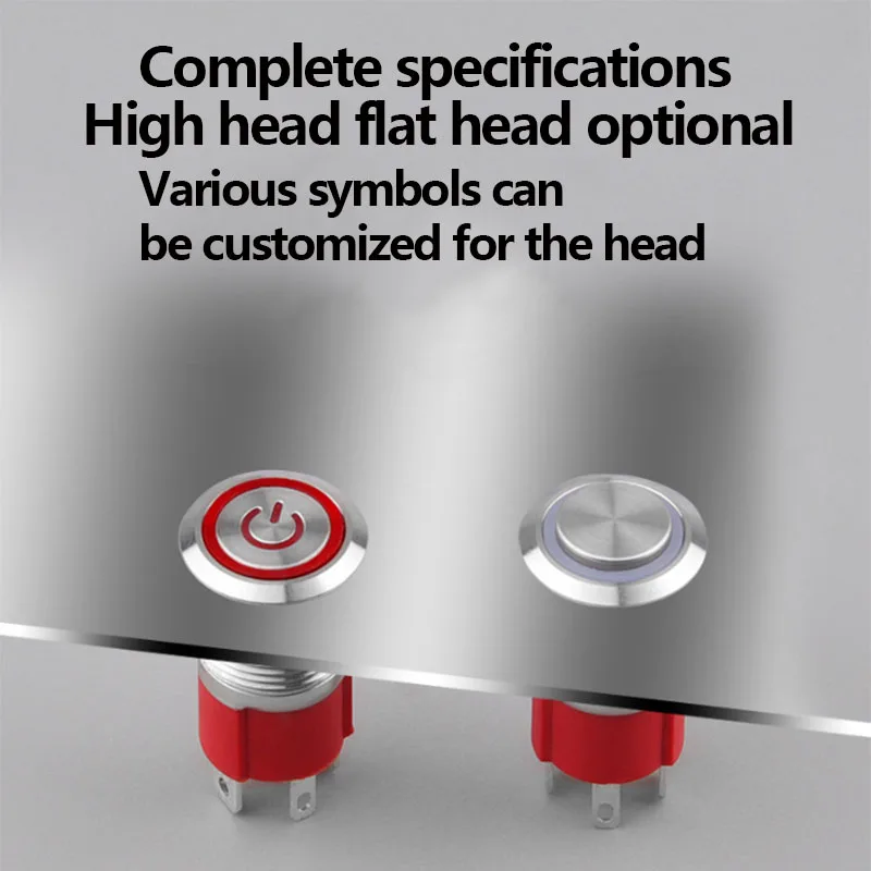 16MM Big Current Power Style LED Stainless Steel Metal Push Button Switch
