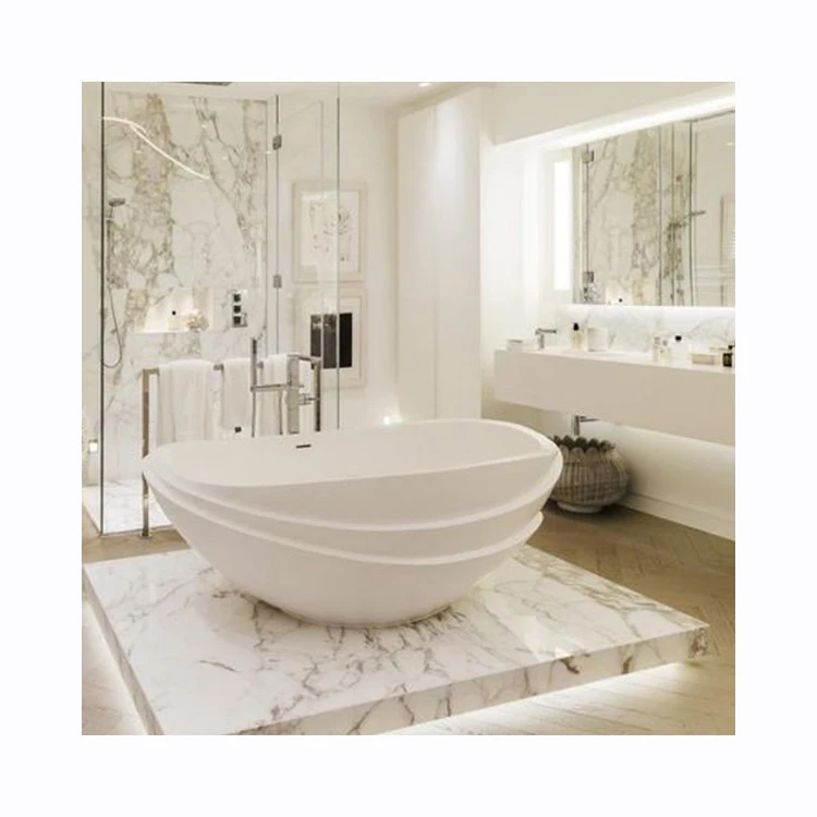 Modern Home Used Carved Polished Natural Stone Freestanding White bathroom bathtub price