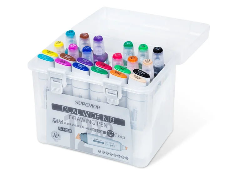Superior 218 Colors Dual Wide Nib Alcohol Based Drawing Marker Refillable Ink