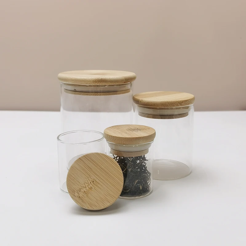 Manufacturer Empty Candle Body Butter Cookie Honey Spice Storage Canning Bamboo Lid Glass Ginger Jars And Containers
