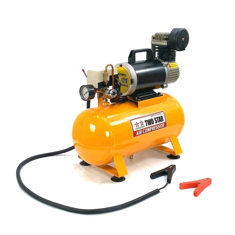 24V DC Weatherproof Professional Small Powerful Heavy Duty Truck Oil Less Air Compressor Machine with 12 liter tank