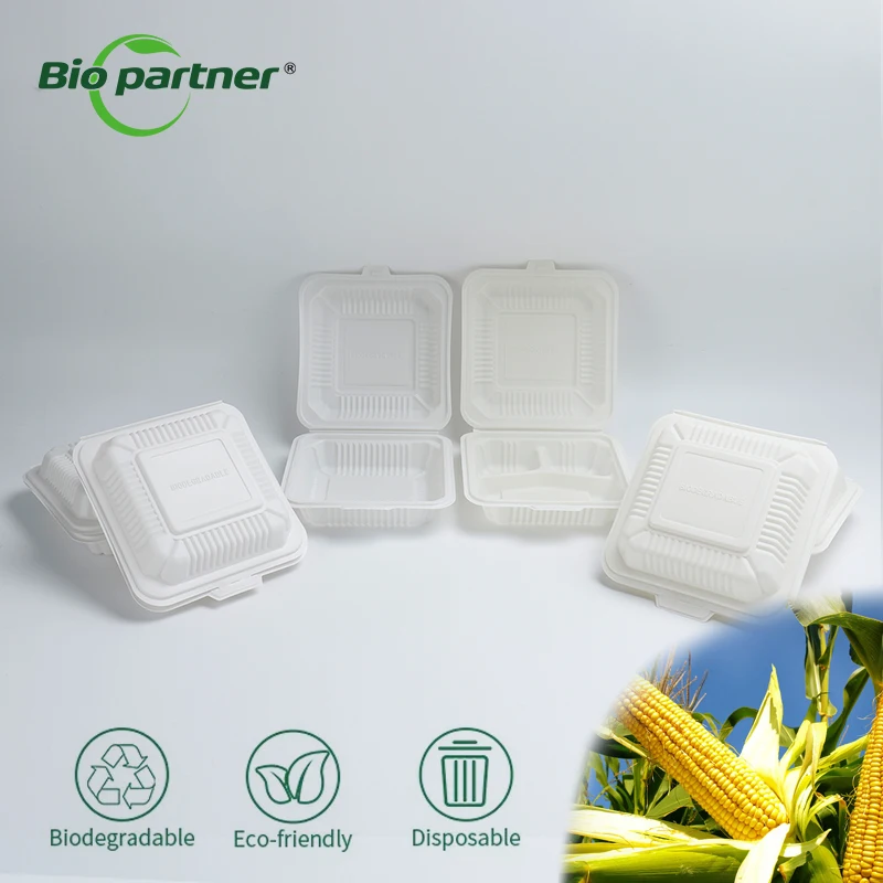 Biodegradable Corn Starch Takeaway Container Take Away Food Packaging Lunch Box Togo Plastic Boxes Restaurant