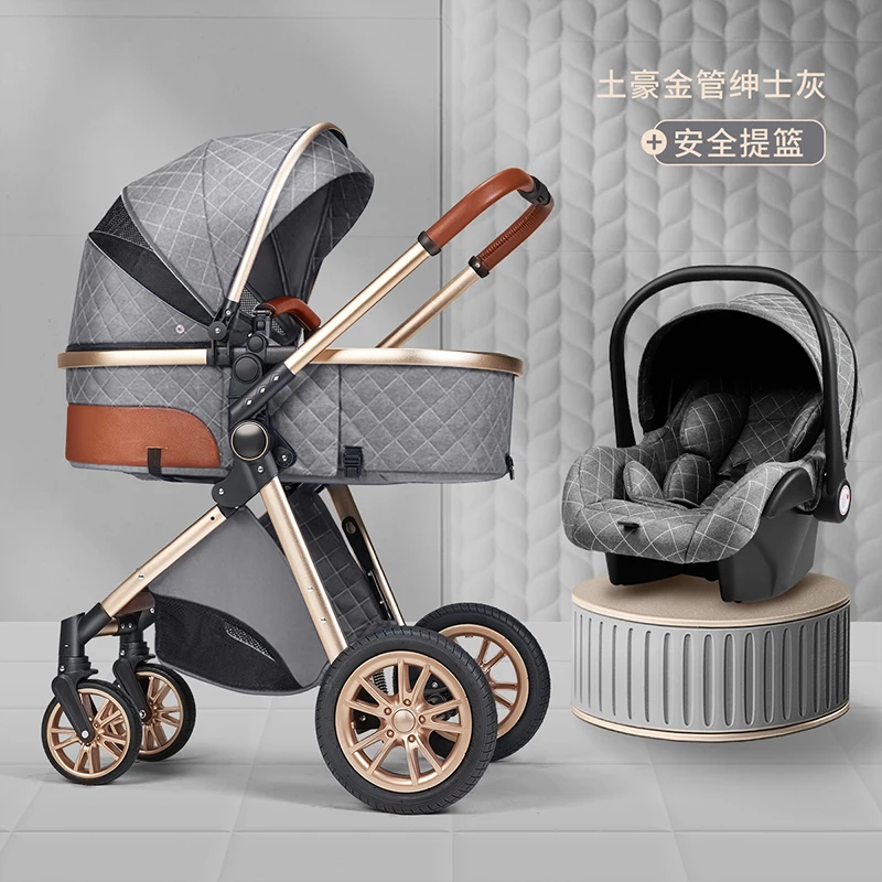 Luxury Baby Stroller High View Baby Pram Carrier Chinese Supplier Directly Sale 3 in 1 Leather Custom OEM Customized Frame Logo