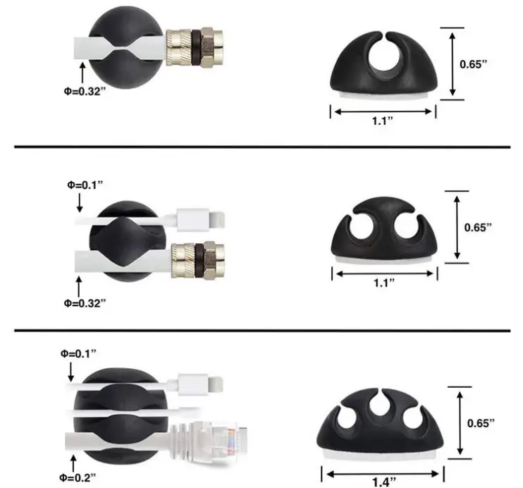 Desktop Lines Wire TPR Cable Clip Multi-Purpose Cable Clips Set Slot Cable Holder Organizer  T1518