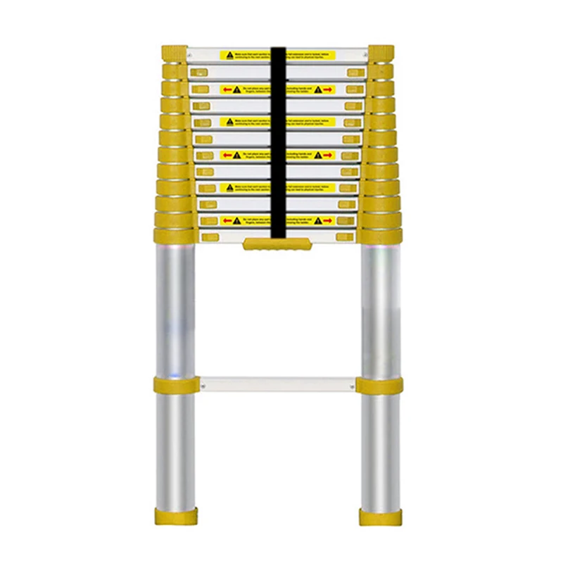 New Telescopic 3.8m Folding Aluminum Ladder Extension Ladder Escalera Telescopic Foldable Step Stairs Yellow Ladder