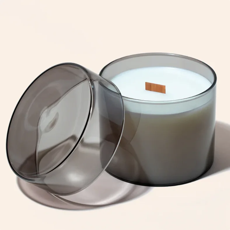 Home Decor Custom Design Iridescent Color Luxury Glass Candle Container High Borosilicate Glass Candle Jar with Lid