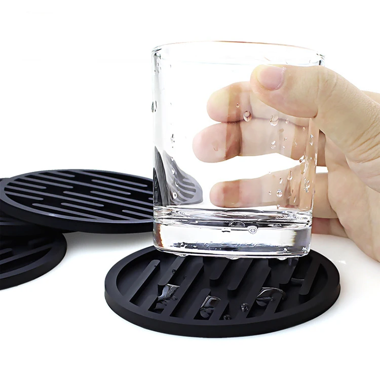 Washable Durable Unbreakable custom logo silicone coasters for drink round shape insulated fancy coffee cup coaster