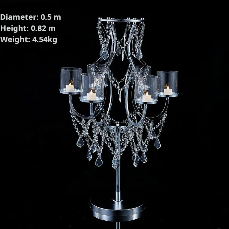 6 головок Золотой металлический подсвечник высокий хрустальный роскошный свадебный для украшения стола