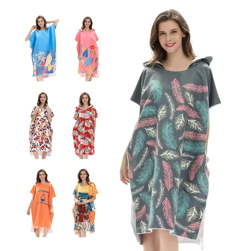 wholesale cheap custom microfiber surf hooded poncho beach Changing towel for adults