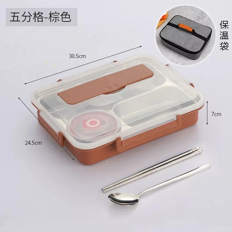 plastic student and kids can use stainless steeland lunch box with lid can be heated preservation portable sealed compartment