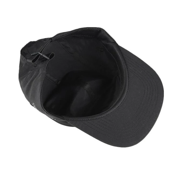 Изготовленные На Заказ высококачественные черные нейлоновые мягкие 5-панельные кепки для лагеря