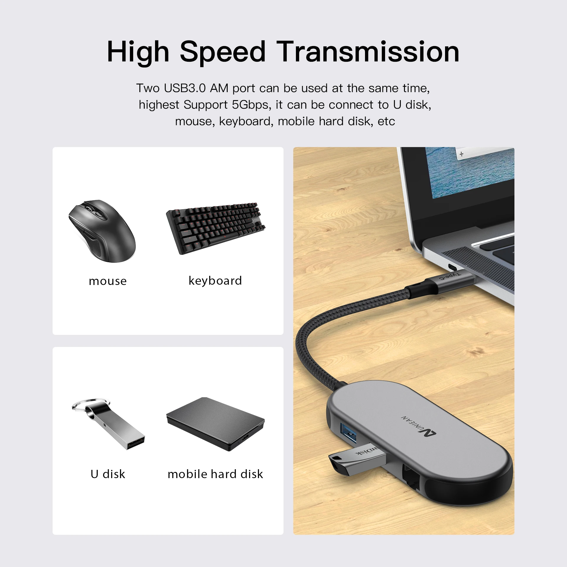 Multi-color Aluminum Alloy 7 Port USB Hub Adapter USB 3.0 Splitter 7 in 1 Hub Adapter Type C Multiport Usb C Hub
