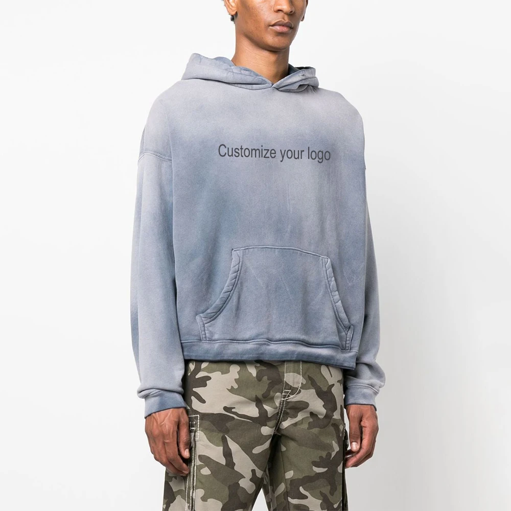 Custom Anime Hoody Boys Hoodies&Sweatshirts Cotton Plain Soft Vintage Sun Faded Sweatshirt Mens Stone Acid Wash Hoodie