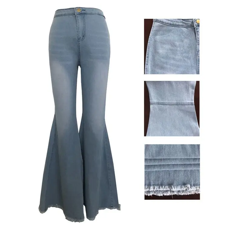 
11AF251 hot casual high waist stretch washed Flared Woman Pants Jeans 