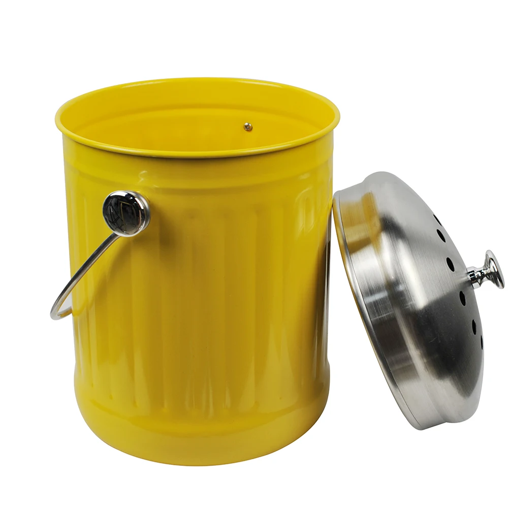 Металлический Контейнер для пищевого лома 1 галлон двойные угольные фильтры кухонный компостный контейнер столешницы