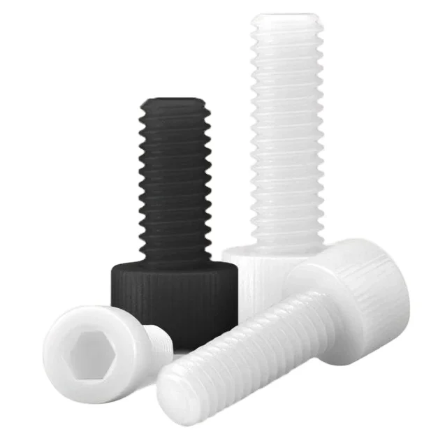 Manufacture Customized Nylon DIN912 socket screw PA66 plastic hex socket head screw nylon screw and nylon bolt