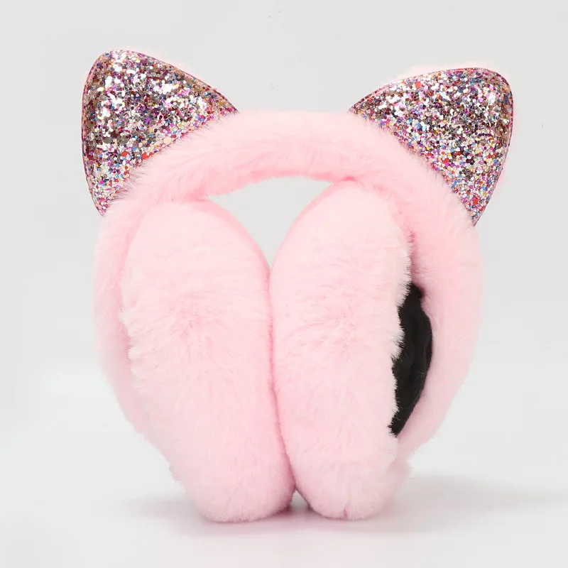 Wholesale Custom Tiktok Hot Sale Cute Cat Ear Muffs Winter Ear Warmers Solid Soft Plush Winter Fur Earmuff
