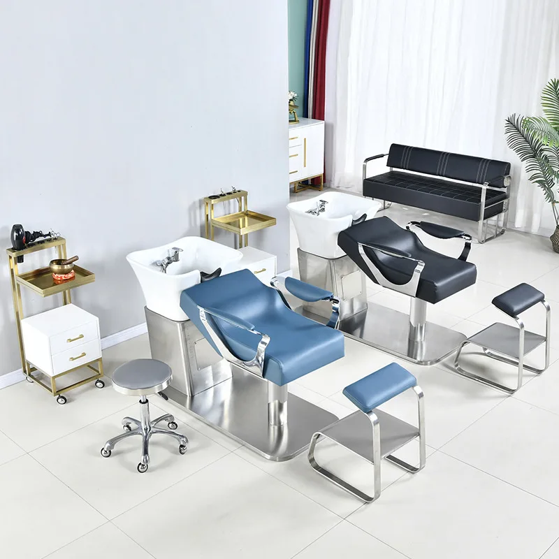 Shampoo bed with washing stations and bowl black sink hairdressing salon furniture hair salon shampoo chairs