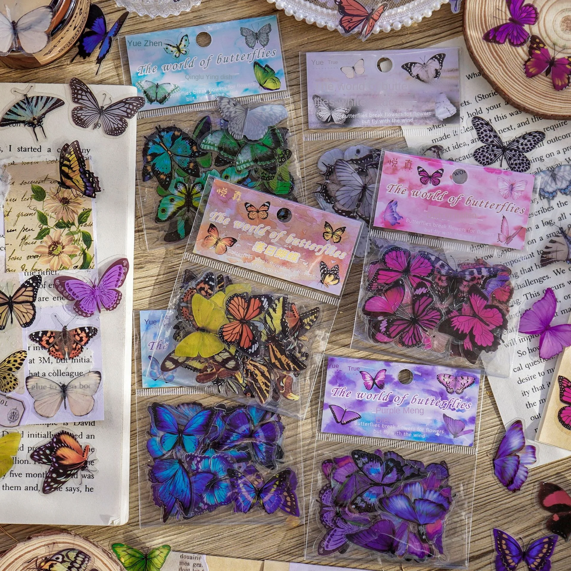 Creative waterproof stickers pet cute butterfly garden hand account stickers DIY decorative stickers