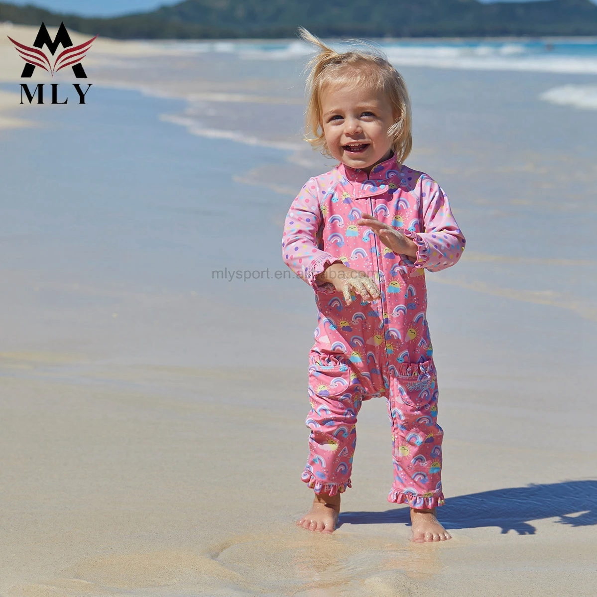 Custom printed bikini pink floral one piece children swimsuit baby kids bikini girls swimwear