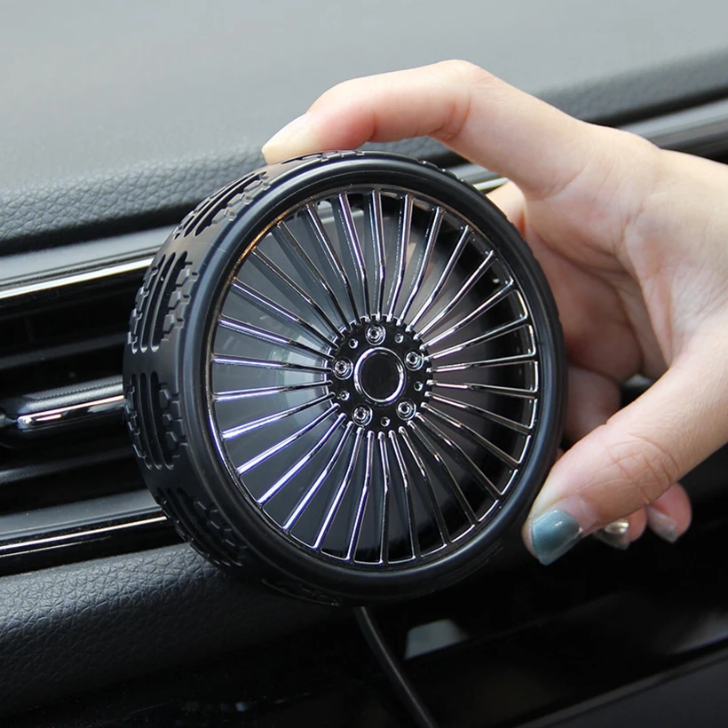 Original factory USB Cable fan mini car small fan with scent colorful LED auto cooling  Tire Shape fans car accessories