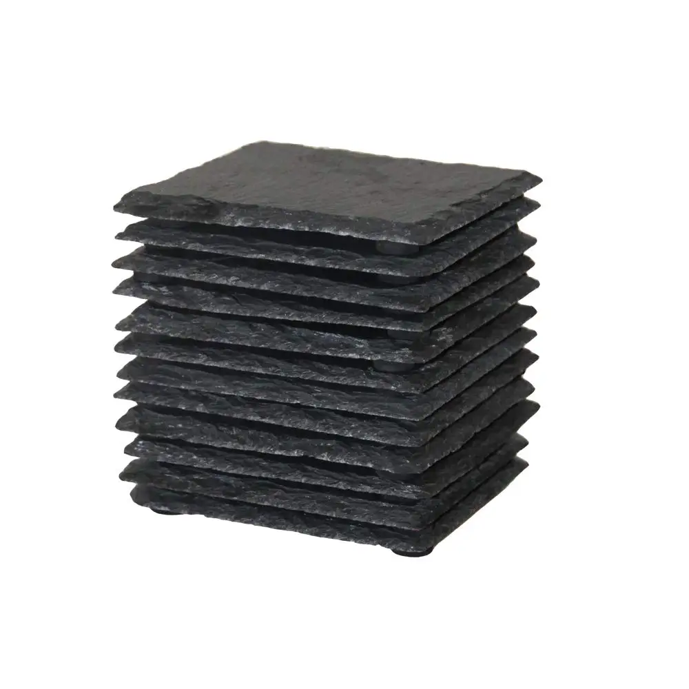 Black Slate Coasters Bulk Square Stone Coasters Rustic Handmade Bar Coasters