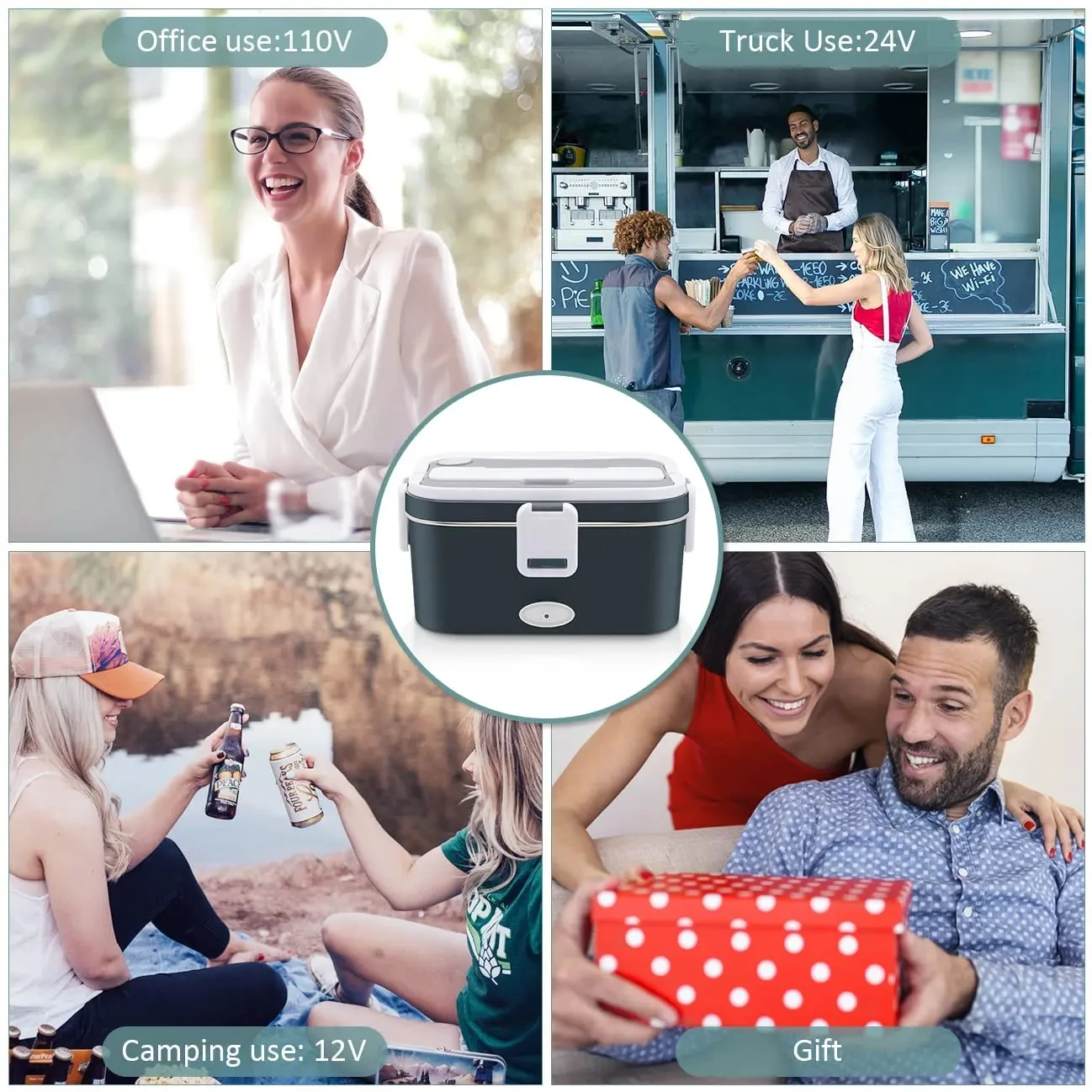 Multifunctional 304 stainless steel electric lunch box Travel home mini electronic heating lunch box self-heating lunch box