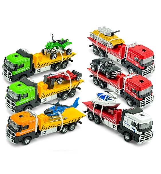 1:60 Trailer alloy track diecast toy vehicles truck kids car construction truck toys